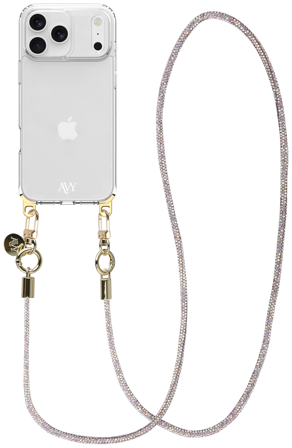 AVY Apple iPhone 17 Pro Hoesje Met Koord 120CM Silver Spark Long afbeelding 1