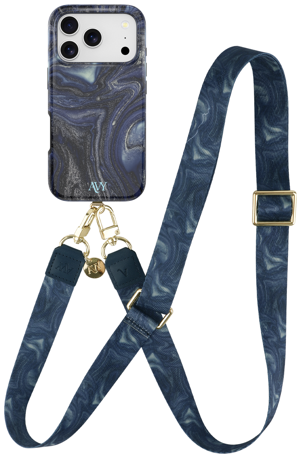 AVY Apple iPhone 17 Pro MagSafe Hoesje met Koord 130CM Obscura Blue afbeelding 1