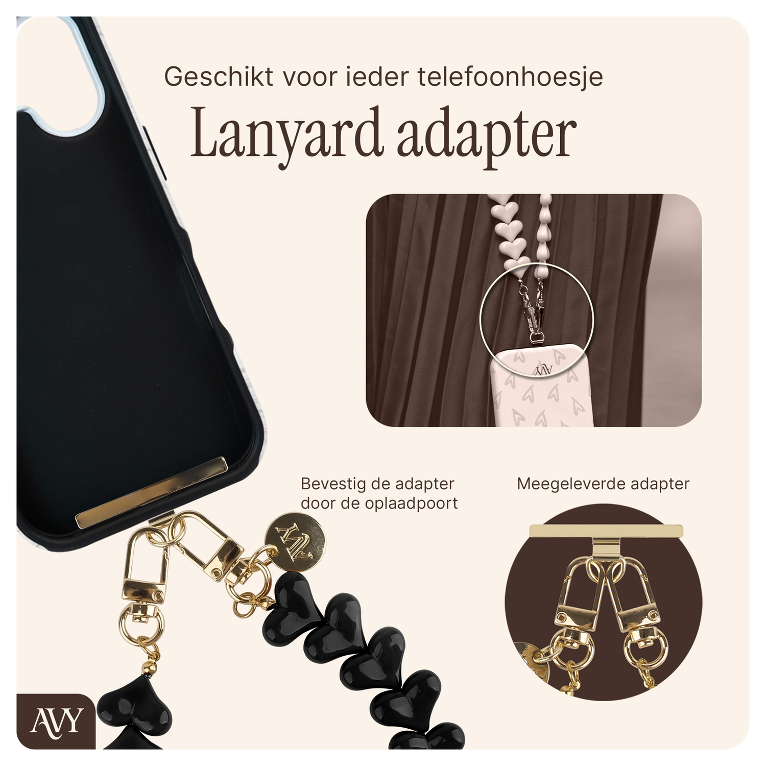 AVY Apple iPhone 17 Pro MagSafe Hoesje met Koord 30CM Panther Hearts afbeelding 10