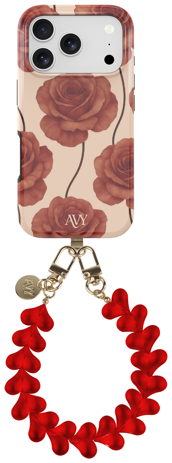 AVY Apple iPhone 17 Pro MagSafe Hoesje met Koord 30CM Hearts & Roses afbeelding 1