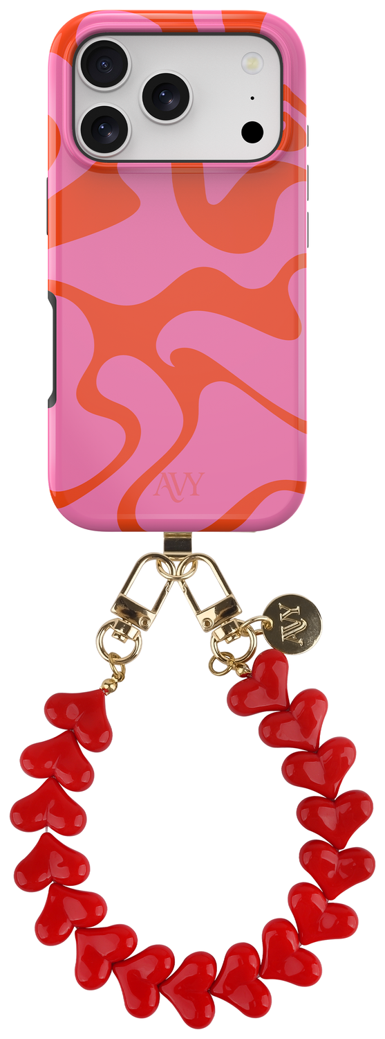AVY Apple iPhone 17 Pro MagSafe Hoesje met Koord 30CM Rose Hearts afbeelding 1