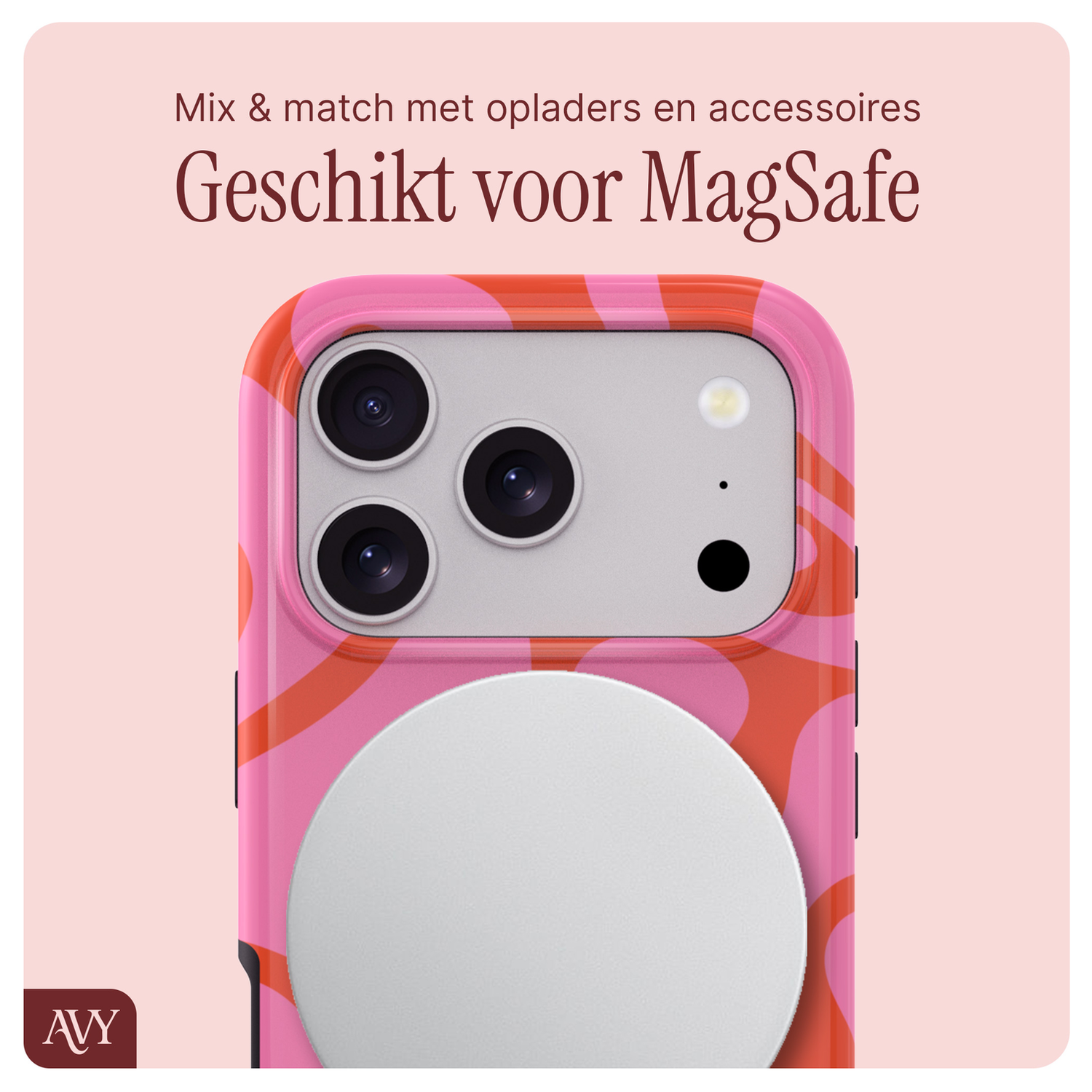 AVY Apple iPhone 17 Pro MagSafe Hoesje met Koord 30CM Rose Hearts afbeelding 8