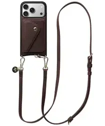 AVY Apple iPhone 17 Pro Bruin Leren Hoesje met Wallet & Koord Long Leather afbeelding