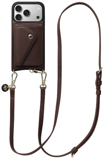 AVY Apple iPhone 17 Pro Bruin Leren Hoesje met Wallet & Koord Long Leather afbeelding 1