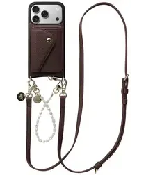 AVY Apple iPhone 17 Pro Bruin Leren Hoesje met Wallet & Koord Leather and Pearls afbeelding