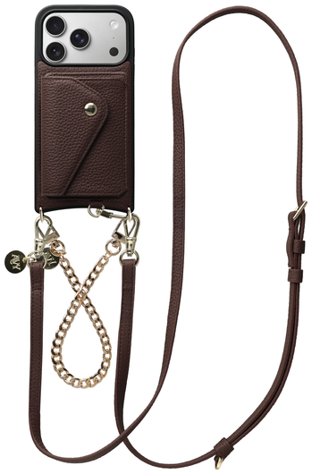AVY Apple iPhone 17 Pro Bruin Leren Hoesje met Wallet & Koord Leather and Gold afbeelding 1
