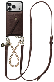 AVY Apple iPhone 17 Pro Bruin Leren Hoesje met Wallet & Koord Leather and Gold afbeelding