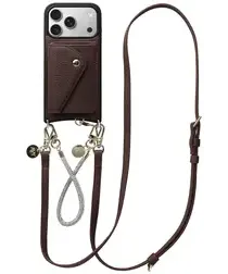 AVY Apple iPhone 17 Pro Bruin Leren Hoesje met Wallet & Koord Leather and Silver afbeelding