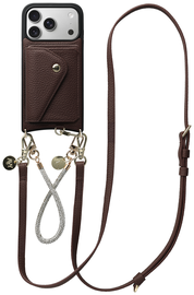 AVY Apple iPhone 17 Pro Bruin Leren Hoesje met Wallet & Koord Leather and Silver afbeelding