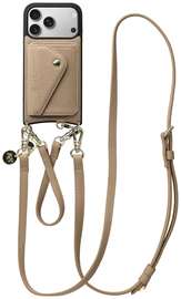 AVY Apple iPhone 17 Pro Beige Leren Hoesje met Wallet & Koord Leather Set afbeelding