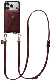 AVY Apple iPhone 17 Pro Burgundy Leren Hoesje met Wallet & Koord Long Leather