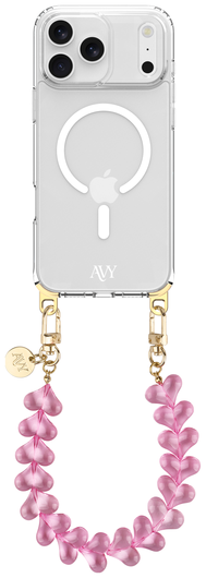 AVY Apple iPhone 17 Pro Max Hoesje met Koord & MagSafe 30CM Cupid Clear Pink afbeelding 1