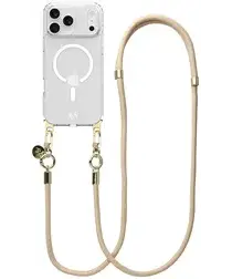 AVY Apple iPhone 17 Pro Max Hoesje met Koord & MagSafe 130CM Tressé Beige afbeelding