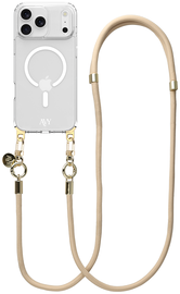 AVY Apple iPhone 17 Pro Max Hoesje met Koord & MagSafe 130CM Tressé Beige afbeelding