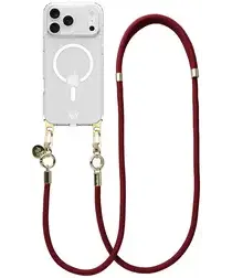 AVY Apple iPhone 17 Pro Max Hoesje met Koord & MagSafe 130CM Tressé Red afbeelding