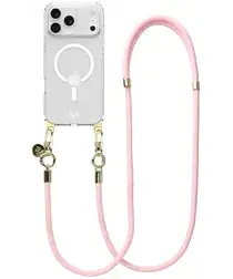 AVY Apple iPhone 17 Pro Max Hoesje met Koord & MagSafe 130CM Tressé Pink afbeelding