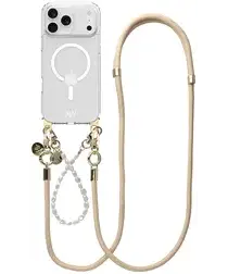 AVY Apple iPhone 17 Pro Max Hoesje met Koord & MagSafe Set Pearl & Rope Beige afbeelding