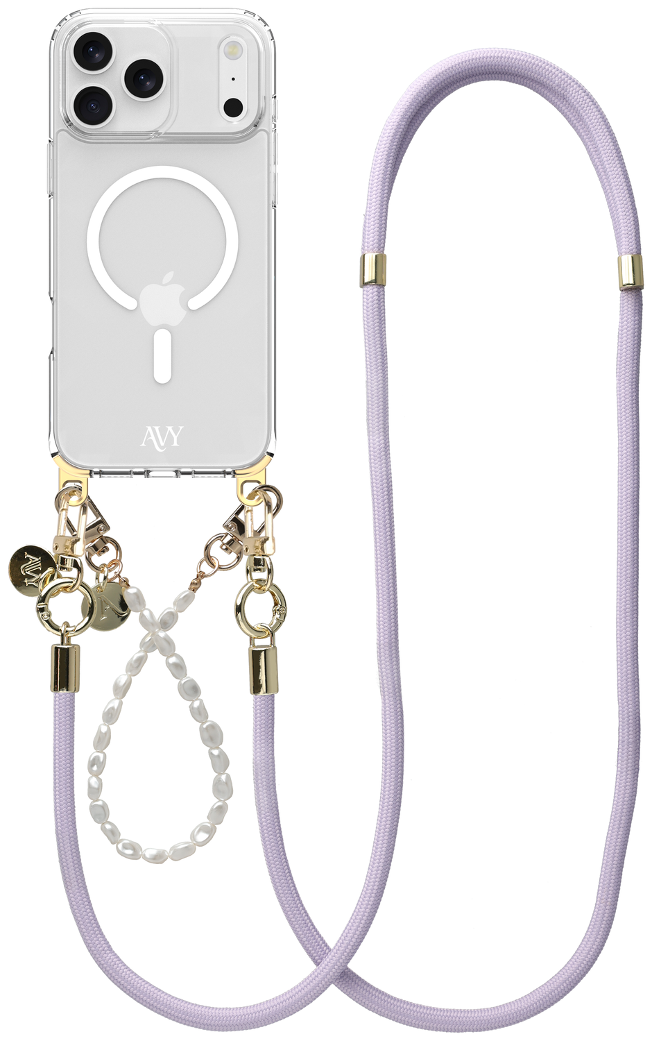 AVY Apple iPhone 17 Pro Max Hoesje met Koord & MagSafe Set Pearl & Rope Purple afbeelding 1
