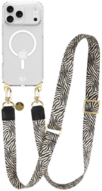 AVY Apple iPhone 17 Pro Max Hoesje met Koord & MagSafe 130CM Serengeti Zebra