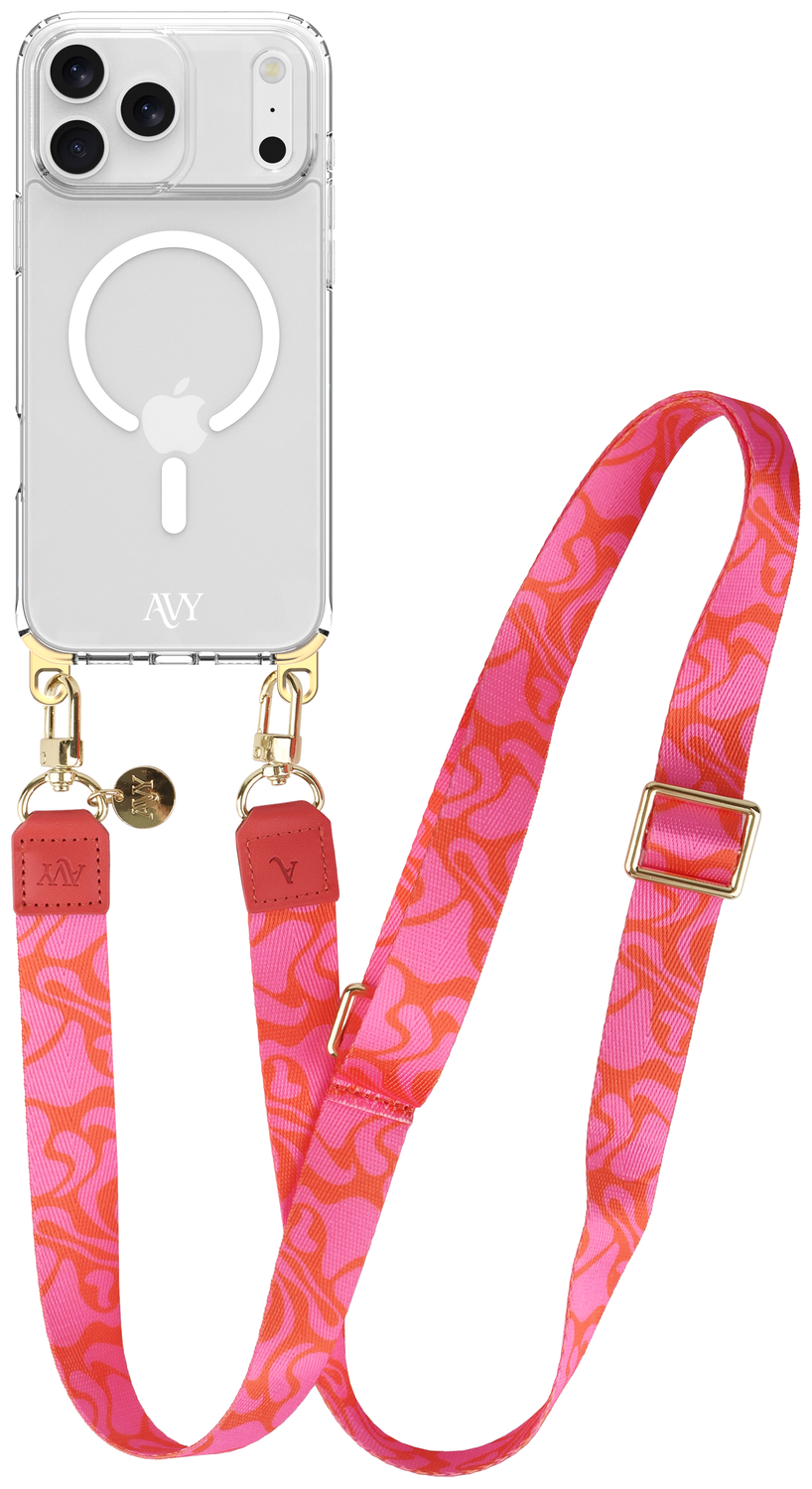 AVY Apple iPhone 17 Pro Max Hoesje met Koord & MagSafe 130CM Rosé Twist afbeelding 1