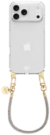 AVY Apple iPhone 17 Pro Max Hoesje Met Koord 30CM Silver Spark