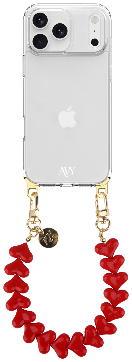 AVY Apple iPhone 17 Pro Max Hoesje Met Koord 30CM Cupid Red afbeelding 1