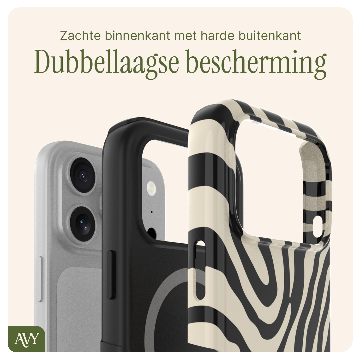 AVY Apple iPhone 17 Pro Max MagSafe Hoesje met Koord 30CM Zebra Hearts afbeelding 8