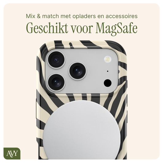 AVY Apple iPhone 17 Pro Max MagSafe Hoesje met Koord 30CM Zebra Hearts afbeelding 7