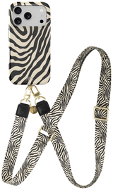 AVY Apple iPhone 17 Pro Max MagSafe Hoesje met Koord 130CM Serengeti Zebra