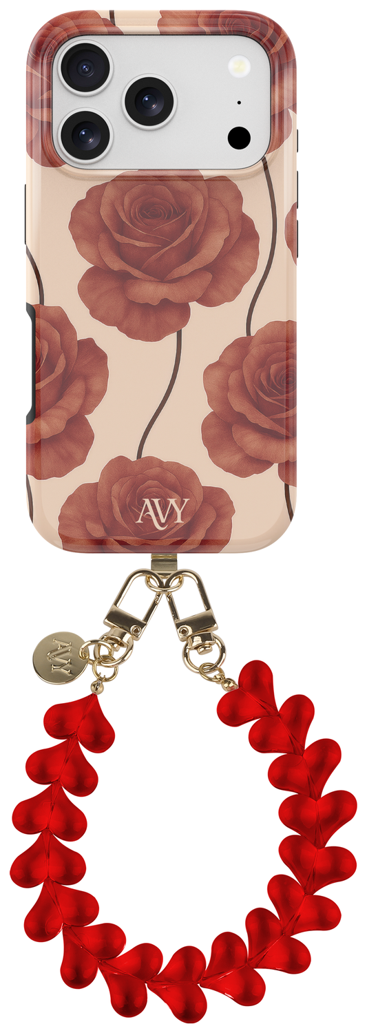 AVY Apple iPhone 17 Pro Max MagSafe Hoesje met Koord 30CM Hearts & Roses afbeelding 1