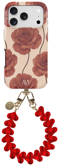 AVY Apple iPhone 17 Pro Max MagSafe Hoesje met Koord 30CM Hearts & Roses afbeelding 1