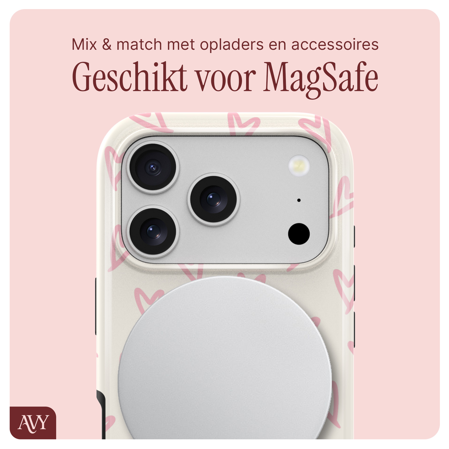 AVY Apple iPhone 17 Pro Max MagSafe Hoesje met Koord 30CM Lovely Hearts afbeelding 7