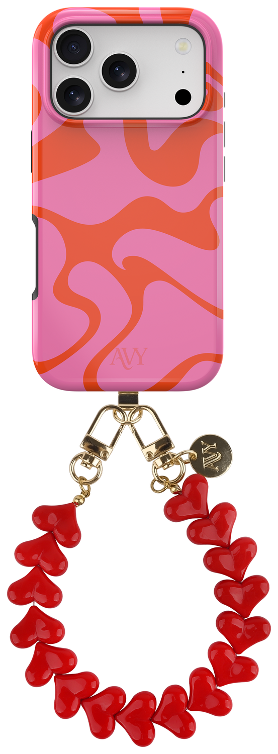 AVY Apple iPhone 17 Pro Max MagSafe Hoesje met Koord 30CM Rose Hearts afbeelding 1