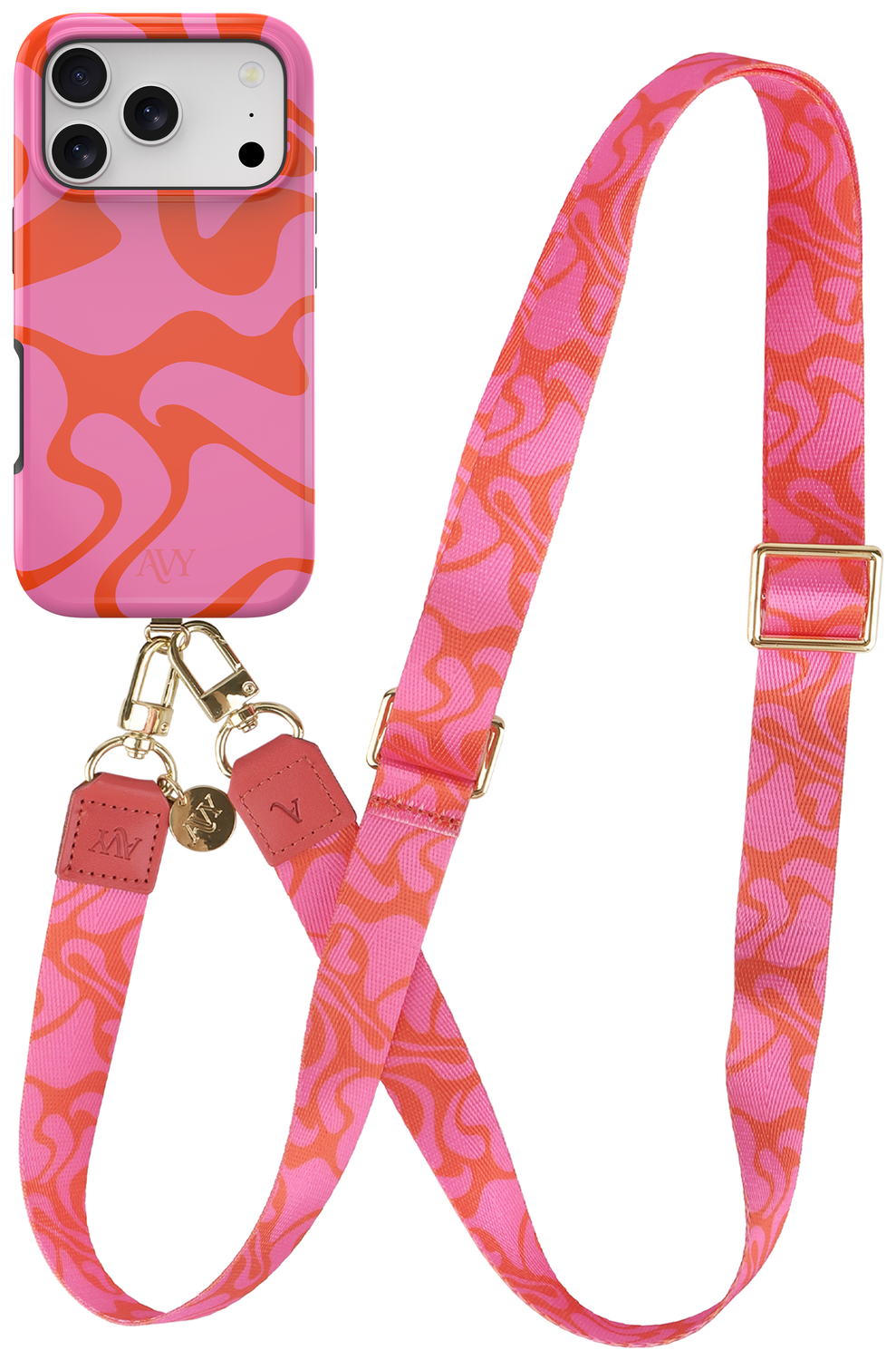 AVY Apple iPhone 17 Pro Max MagSafe Hoesje met Koord 130CM Rosé Twist afbeelding 1