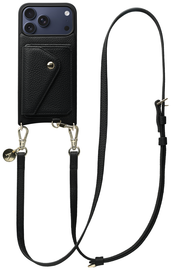 AVY Apple iPhone 17 Pro Max Zwart Leren Hoesje met Wallet & Koord Long Leather afbeelding