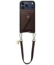 AVY Apple iPhone 17 Pro Max Bruin Leren Hoesje met Wallet & Koord Short Leather afbeelding