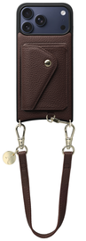 AVY Apple iPhone 17 Pro Max Bruin Leren Hoesje met Wallet & Koord Short Leather