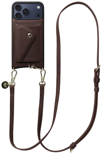 AVY Apple iPhone 17 Pro Max Bruin Leren Hoesje met Wallet & Koord Long Leather afbeelding 1