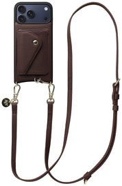 AVY Apple iPhone 17 Pro Max Bruin Leren Hoesje met Wallet & Koord Long Leather