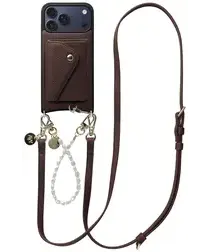 AVY Apple iPhone 17 Pro Max Bruin Leren Hoesje Wallet & Koord Leather and Pearls afbeelding