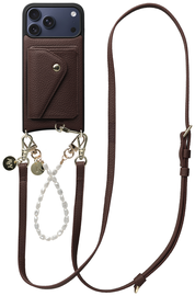 AVY Apple iPhone 17 Pro Max Bruin Leren Hoesje Wallet & Koord Leather and Pearls
