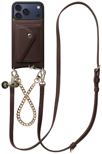 AVY Apple iPhone 17 Pro Max Bruin Leren Hoesje Wallet & Koord Leather and Gold afbeelding 1