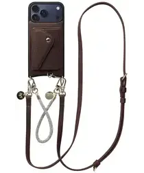 AVY Apple iPhone 17 Pro Max Bruin Leren Hoesje Wallet & Koord Leather and Silver afbeelding