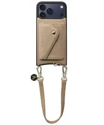 AVY Apple iPhone 17 Pro Max Beige Leren Hoesje met Wallet & Koord Short Leather afbeelding