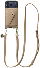 AVY Apple iPhone 17 Pro Max Beige Leren Hoesje met Wallet & Koord Long Leather