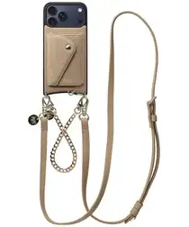 AVY Apple iPhone 17 Pro Max Beige Leren Hoesje Wallet & Koord Leather and Gold afbeelding