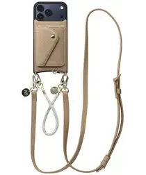 AVY Apple iPhone 17 Pro Max Beige Leren Hoesje Wallet & Koord Leather and Silver afbeelding