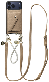 AVY Apple iPhone 17 Pro Max Beige Leren Hoesje Wallet & Koord Leather and Silver afbeelding