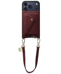 AVY Apple iPhone 17 Pro Max Rood Leren Hoesje met Wallet & Koord Short Leather afbeelding