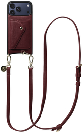 AVY Apple iPhone 17 Pro Max Rood Leren Hoesje met Wallet & Koord Long Leather afbeelding